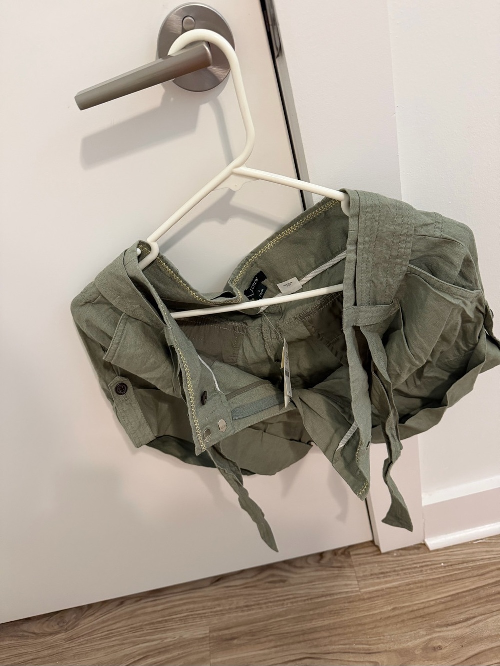 New J. Crew Olive Green Cargo Shorts, size 10.